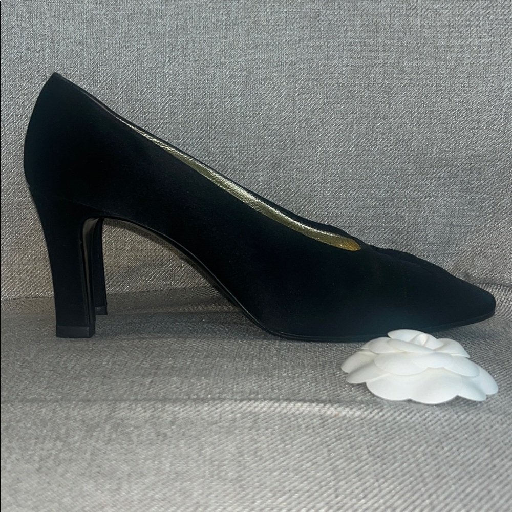 CHANEL Vintage CC Lovo Silk Black Pumps High Heel Shoes - Picture 15 of 15